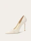 Élégant Ivoire En Dentelle Fleur Cuir Chaussure De Mariée 2023 10 cm Talons Aiguilles À Bout Pointu Mariage Escarpins Talons Hauts