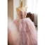 Fashion Blushing Pink Cascading Ruffles Prom Dresses 2023 Ball Gown Spaghetti Straps Sleeveless Backless Sweep Train Formal Dresses