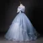 Bling Bling Sky Blue Bow Pearl Sequins Prom Dresses 2026 Ball Gown Spaghetti Straps Sleeveless Backless Floor-Length / Long Formal Dresses