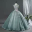 Vintage / Retro Mint Green Beading Appliques Prom Dresses 2026 Ball Gown Scoop Neck Sleeveless Backless Floor-Length / Long Formal Dresses