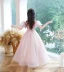 Chic / Beautiful Purple Birthday Flower Girl Dresses 2023 A-Line / Princess Scoop Neck Beading Sequins Puffy Short Sleeve Backless Floor-Length / Long Flower Girl Dresses