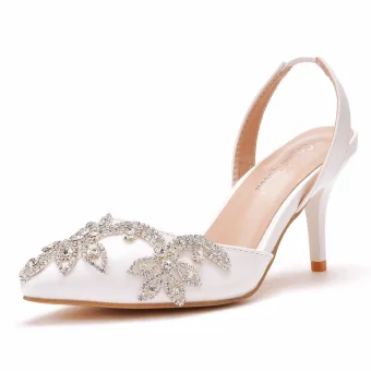 Chic Beautiful White Rhinestone Wedding Shoes 2023 7 Cm Stiletto Heels Pointed Toe Wedding High Heels