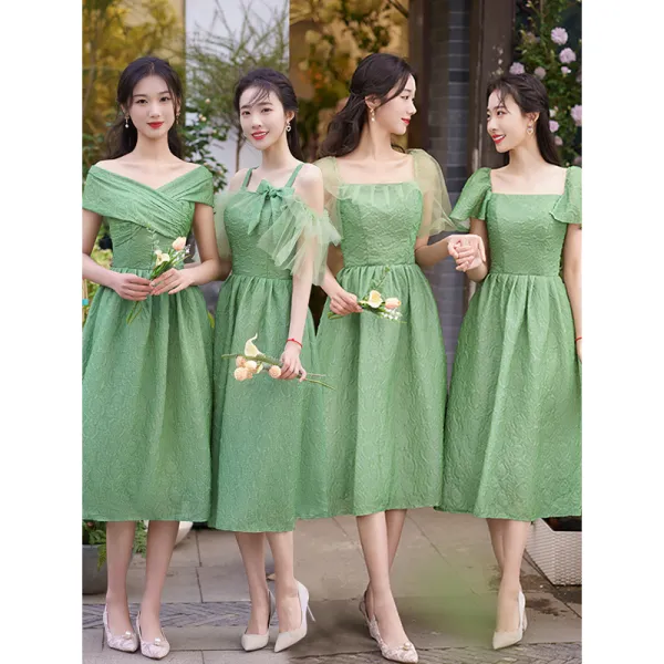 Vestidos de Damas de Honor, Verde Salvia y Champán