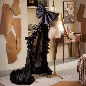 Chic Beautiful Black Handmade Bow Tulle Prom Shawl 2025