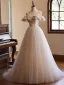 Modest / Simple Champagne Prom Dresses 2024 Ball Gown Spaghetti Straps Sleeveless Backless Floor-Length / Long Prom Formal Dresses