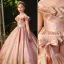 Elegant Candy Pink Sequins Flower Girl Dresses Prom 2022 Ball Gown Scoop Neck Short Sleeve Bow Floor-Length / Long Flower Girl Dresses