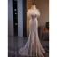 Luxury / Gorgeous Champagne Beading Sequins Feather Prom Dresses 2024 Trumpet / Mermaid Strapless Sleeveless Backless Sweep Train Evening Party Formal Dresses