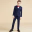 Fashion Navy Blue Plaid Long Sleeve Boys Wedding Suits 2023 6-piece Coat Pants Shirt Tie Vest Wedding