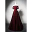 Elegant Burgundy Beading Prom Dresses 2024 A-Line / Princess Strapless Sleeveless Backless Floor-Length / Long Satin Prom Formal Dresses