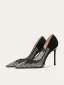 Charming Black See-through Rhinestone Prom Pumps 2025 Leather 10 cm Stiletto Heels Pointed Toe Pumps High Heels
