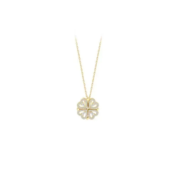 Fashion Necklaces Clover Green Leaf Rhinestone Sterling Silver Rose Gold Accessories 2023