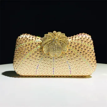 Sparkly Multi Colors Rhinestone Evening Party Gold Clutch Bags 2025 Alloy