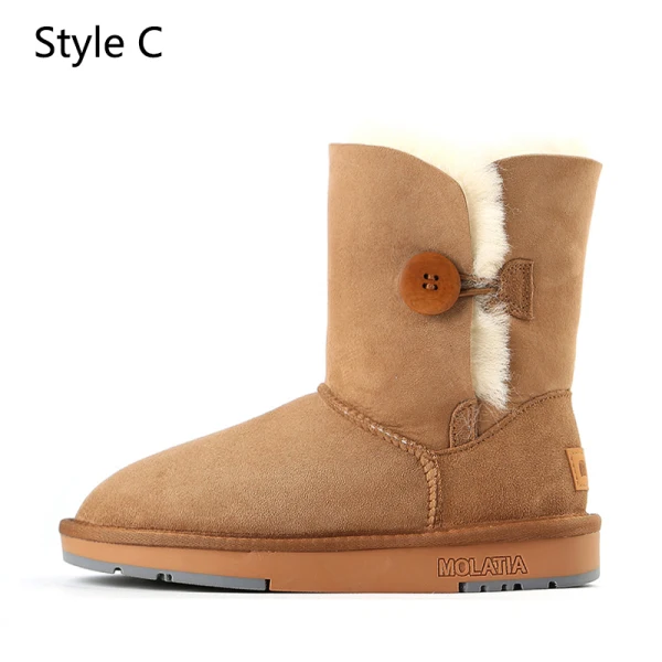 Confortable Marron Daim Vêtement de rue Hiver Bottes De Neige 2024 Cuir À Bout Rond Bottes Femme