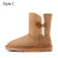 Confortable Marron Daim Vêtement de rue Hiver Bottes De Neige 2024 Cuir À Bout Rond Bottes Femme