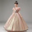 Sparkly Blushing Pink Glitter Sequins Birthday Flower Girl Dresses 2023 A-Line / Princess Ruffle Scoop Neck Short Sleeve Floor-Length / Long Flower Girl Dresses