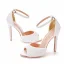 Chic / Beautiful White Pearl Wedding Shoes 2022 11 cm Stiletto Heels Ankle Strap Open / Peep Toe Wedding Sandals High Heels