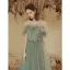 Charmant Vert Cendré Plissée Robe De Bal 2023 Princesse De l'épaule Manches Courtes Longue Promo Robe De Ceremonie