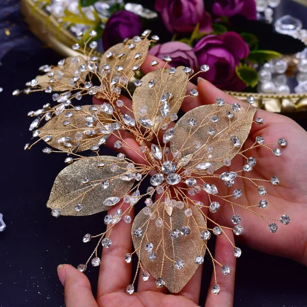 Fashion Silver Handmade  Rhinestone Leaf Wedding Bridal Hair Accessories 2023 Alloy