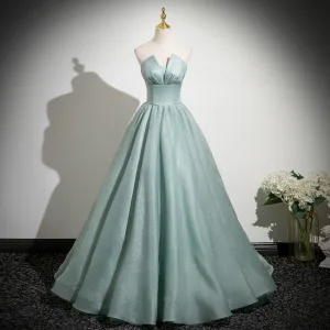 Sexy Pool Blue Prom Dresses 2025 Ball Gown Strapless Sleeveless Backless Floor Length Long Formal Dresses