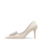 Charming Champagne Heart-shaped Rhinestone Wedding Shoes 2022 Leather 8 cm Stiletto Heels Pointed Toe Wedding Shoes Pumps High Heels