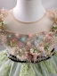 Chic / Beautiful Sage Green Pearl Flower Rhinestone Appliques Short Birthday Flower Girl Dresses 2023 Ball Gown Scoop Neck Puffy Short Sleeve Sash Bow