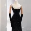 Sexy Black Beading Pearl Sequins Evening Dresses 2023 Trumpet / Mermaid Spaghetti Straps Sleeveless Backless Floor-Length / Long Evening Party Formal Dresses