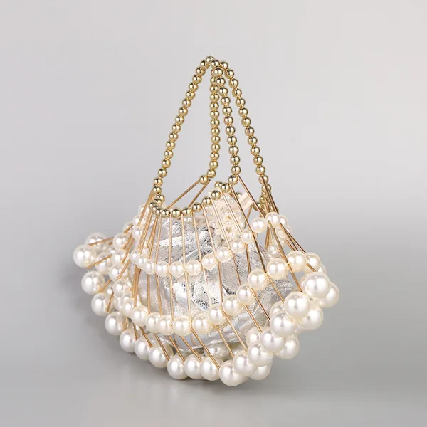 Vintage / Retro Amazing / Unique White Cocktail Party Prom Pearl Clutch Bags 2023