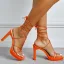 Sexy Orange Street Wear Womens Sandals 2022 X-Strap 11 cm Thick Heels Open / Peep Toe Sandals High Heels