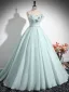 Chic / Beautiful Mint Green Prom Dresses 2024 A-Line / Princess Strapless Sleeveless Backless Floor-Length / Long Prom Formal Dresses