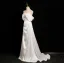 Élégant Ivoire En Dentelle Fleur Satin Robe De Mariée 2025 Princesse De l'épaule Manches Courtes Dos Nu Train De Balayage Mariage