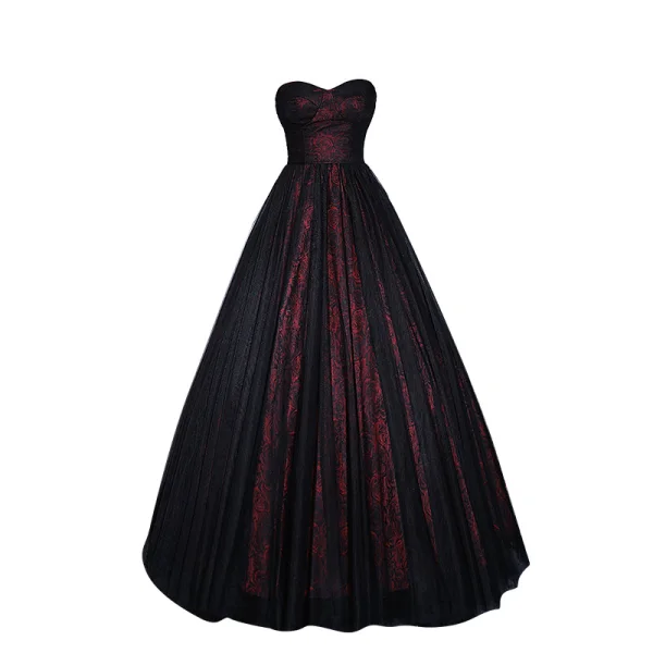 Vintage / Retro Burgundy Prom Dresses 2023 A-Line / Princess Off-The-Shoulder Short Sleeve Backless Floor-Length / Long Prom Formal Dresses