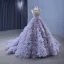 High-end Charming Grey Lavender Handmade  Rhinestone Pleated Prom Dresses 2023 Ball Gown Scoop Neck Sleeveless Chapel Train Prom Formal Dresses