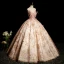 Elegant Blushing Pink Prom Dresses 2023 Ball Gown Scoop Neck Beading Rhinestone Sequins Lace Flower Tassel Sleeveless Backless Floor-Length / Long Formal Dresses