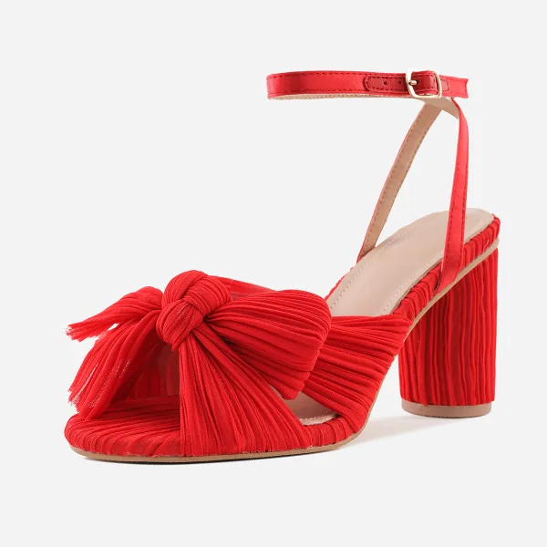 Sexy Gold Street Wear Bow Womens Sandals 2022 Ankle Strap 10 cm Thick Heels Open / Peep Toe Sandals High Heels