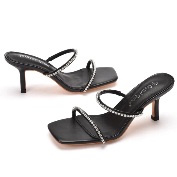 Sexy White Rhinestone Cocktail Party Womens Sandals 2022 7 cm Stiletto Heels Open / Peep Toe Sandals High Heels