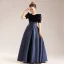 Vintage / Retro Satin Black Birthday Prom Flower Girl Dresses 2022 A-Line / Princess Scoop Neck Short Sleeve Floor-Length / Long Flower Girl Dresses