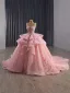 Luxury / Gorgeous Candy Pink Handmade  Beading Lace Flower Appliques Pearl Sequins Corset Prom Dresses 2025 Ball Gown V-Neck Sleeveless