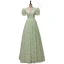 Chic / Beautiful Sage Green Floral Outdoor / Garden Prom Dresses 2023 A-Line / Princess Scoop Neck Short Sleeve Backless Floor-Length / Long Prom Formal Dresses