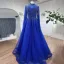 High End Elegante Lindgrün Handgefertigt Perlenstickerei Pailletten Ballkleider 2024 A Linie Stehkragen Lange Ärmel Sweep / Pinsel Zug Ball Festliche Kleider