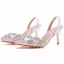 Uroczy Białe Rhinestone Buty Ślubne 2023 7 cm Szpilki Szpiczaste Ślub Sandały Wysokie Obcasy