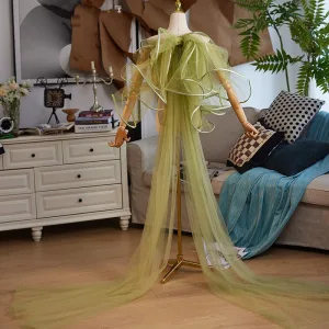 Fashion Sage Green Prom Tulle Shawls 2025
