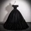 Vintage Schwarz Satin Ballkleider 2025 Ballkleid Off Shoulder Ärmellos Rückenfreies Lange Ball Festliche Kleider