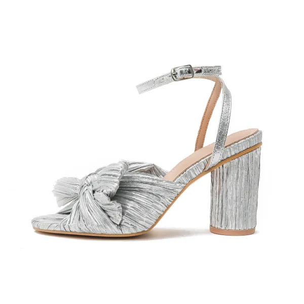 Vintage / Retro Gold Bow Street Wear Womens Sandals 2022 Ankle Strap 6 cm Thick Heels Open / Peep Toe Sandals High Heels