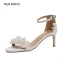 Sexy White Pearl Crystal Wedding Shoes 2023 Ankle Strap 9 cm Stiletto Heels Open / Peep Toe Wedding Sandals High Heels
