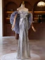 Scintillantes Argenté Gris Paillettes Robe De Bal 2024 Trompette / Sirène Bustier Manches Courtes Dos Nu Longue Promo Robe De Ceremonie
