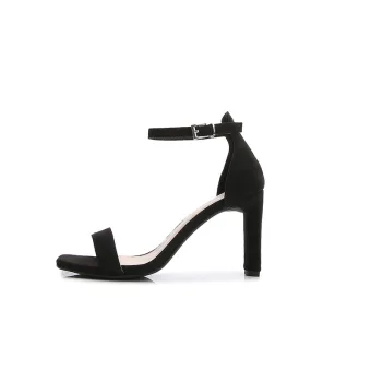 Sexy Simple Noire Soirée Été Sandales Femme 2022 7 Cm Talons Aiguilles Bride Cheville Peep Toes Bout Ouvert Sandales Talons Hauts