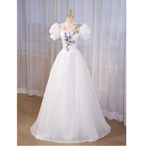 Chinesischer Stil Ivory / Creme Spitze Blumen Applikationen Cheongsam Abendkleider Ballkleider 2023 A Linie Stehkragen Geschwollenes Kurze Ärmel Lange Abend Ball