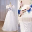 Chinese style Ivory Lace Flower Appliques Cheongsam Evening Dresses Prom Dresses 2023 A-Line / Princess High Neck Puffy Short Sleeve Floor-Length / Long Evening Party Prom