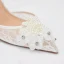 Elegant White Beading Pearl Rhinestone Lace Flower Wedding Shoes 2024 X-Strap 10 cm Stiletto Heels Pointed Toe Wedding Sandals High Heels