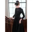 Vintage / Retro Black Beading Rhinestone Sequins Evening Dresses 2023 A-Line / Princess High Neck 3/4 Sleeve Floor-Length / Long Evening Party Formal Dresses